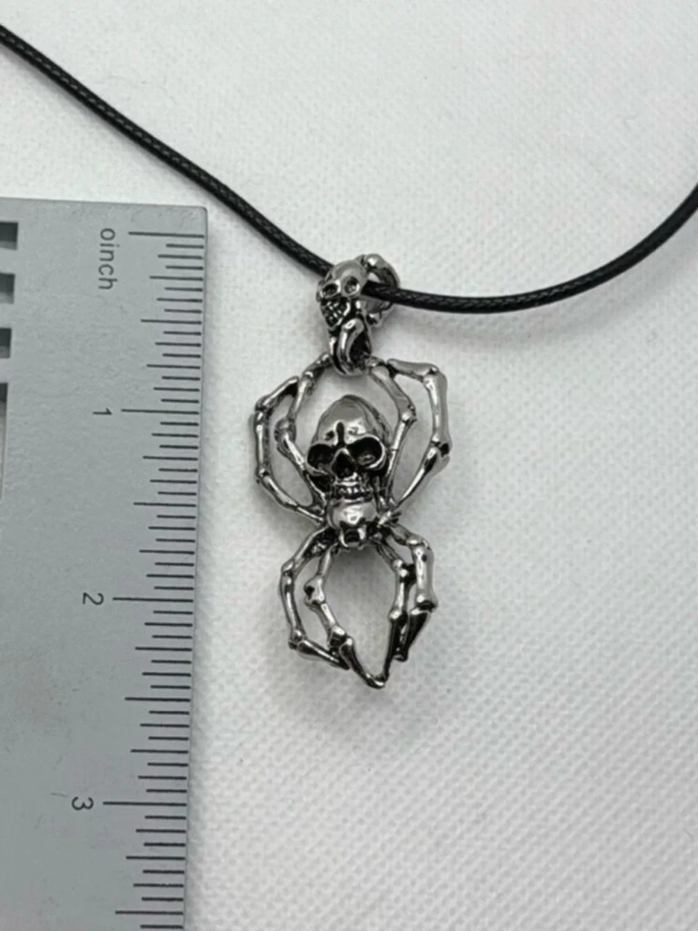 NWOT Skull with spider leg pendant with wax cord - goth, streetwear